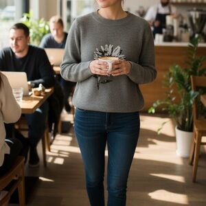 Gray Floral Women's Sweater